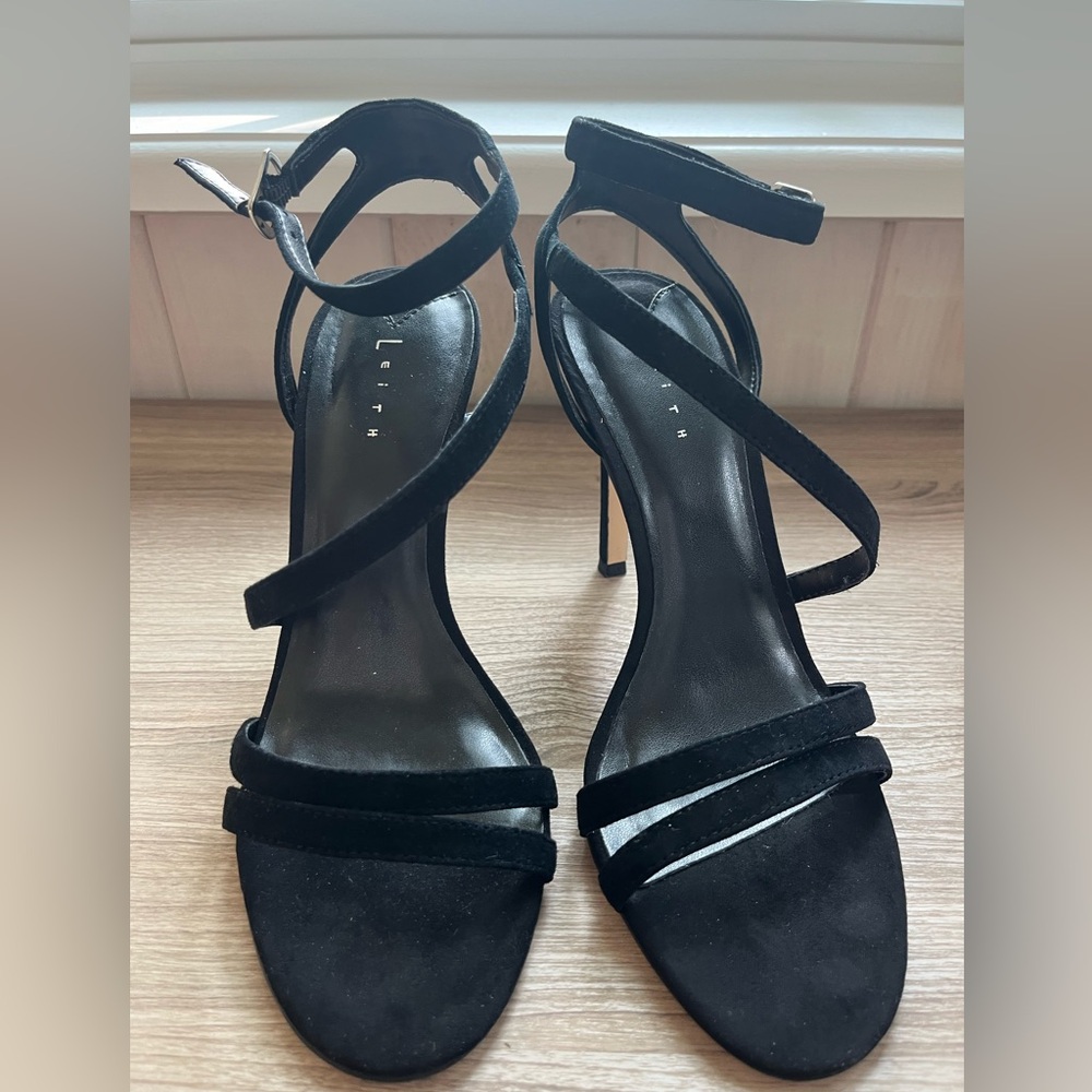 Leith Black Heels with Ankle Strap Detail